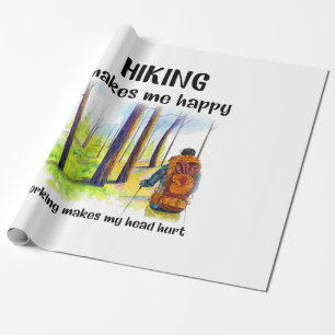 Camper Gift Hiking Makes Me Happy Birthday Wrapping Paper