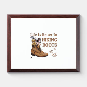 Camper Gift Life Is Better In Hiking Boots Dog Award Plaque