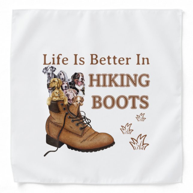 Camper Gift | Life Is Better In Hiking Boots Dog Bandana (Front)