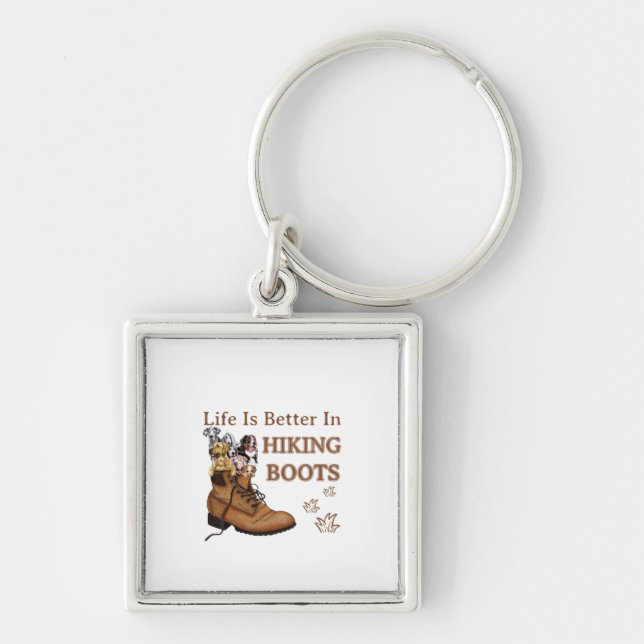 Camper Gift | Life Is Better In Hiking Boots Dog Keychain (Front)