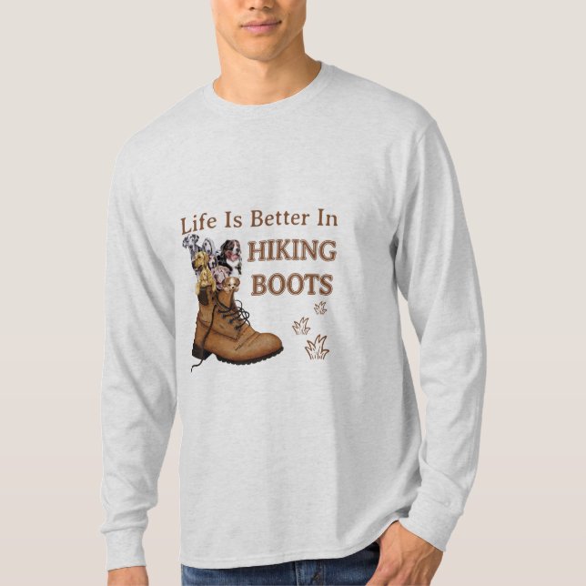 Camper Gift | Life Is Better In Hiking Boots Dog T-Shirt (Front)