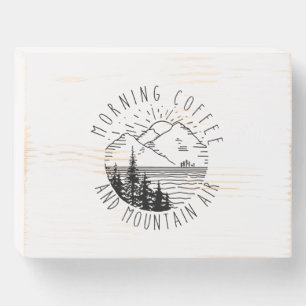 Camper Gift Morning Coffee And Mountain Air Xmas Wooden Box Sign