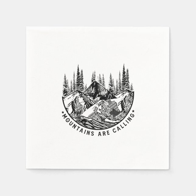 Camper Gift | Mountains Are Calling Birthday Napkins (Front)