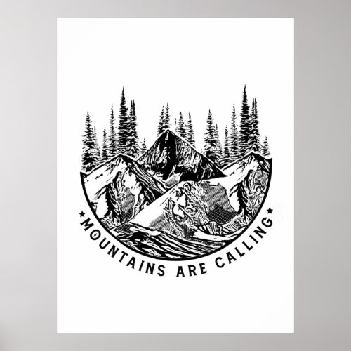 Camper Gift  Mountains Are Calling Birthday Poster
