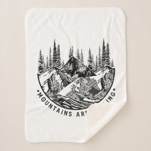Camper Gift   Mountains Are Calling Birthday Sherpa Blanket