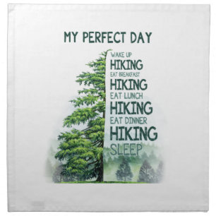 Camper Gift My Perfect Day Hiking Birthday Cloth Napkin