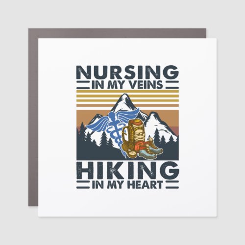 Camper Gift Nurisng In My Viens Hiking In My Heart Car Magnet