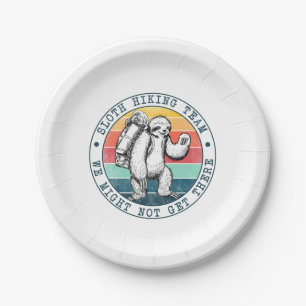 Camper Gift Sloth Hiking Team Birthday Paper Plates