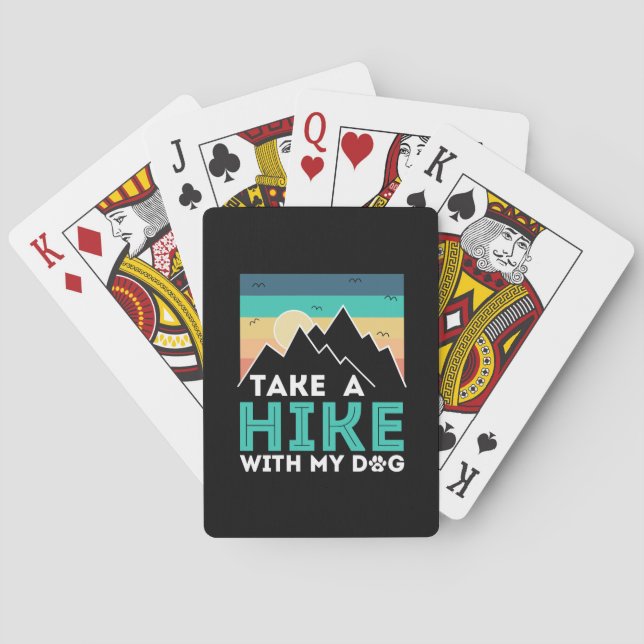 Camper Gift | Take A Hike With My Dog Birthday Poker Cards (Back)