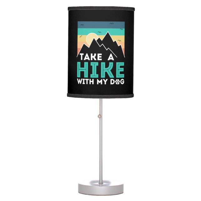 Camper Gift | Take A Hike With My Dog Birthday Table Lamp (Front)