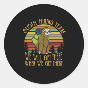 Camper Gift Vintage Sloth Hiking Team Birthday Classic Round Sticker