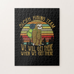 Camper Gift   Vintage Sloth Hiking Team Birthday Jigsaw Puzzle