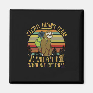 Camper Gift   Vintage Sloth Hiking Team Birthday Magnet