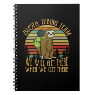 Camper Gift Vintage Sloth Hiking Team Birthday Notebook