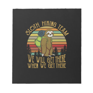 Camper Gift Vintage Sloth Hiking Team Birthday Notepad
