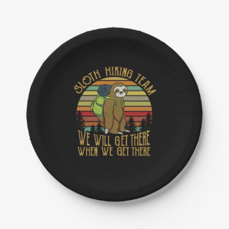Camper Gift | Vintage Sloth Hiking Team Birthday Paper Plates