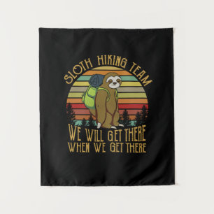 Camper Gift   Vintage Sloth Hiking Team Birthday Tapestry