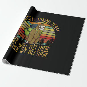 Camper Gift   Vintage Sloth Hiking Team Birthday Wrapping Paper