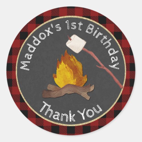 Camper Happy Birthday Campfire Classic Round Sticker