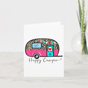 Camper Happy Summer Camp Camping Leopard Funny Gla Card