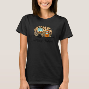 Camper Happy Summer Camp Camping Leopard Glamping T-Shirt