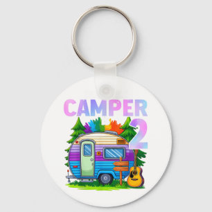 Camper kids birthday 2 years old camping 2nd b-day keychain
