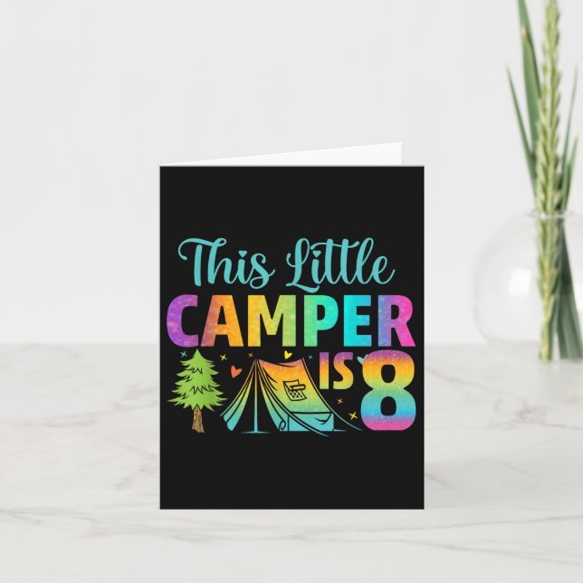 Camper Kids Birthday 8 Years Old Camping 8th B-day Card (Front)