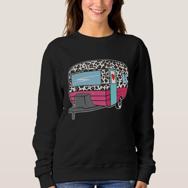 Camper Leopard Cheetah Queen RV Camping Funny 5th  Sweatshirt (Front)