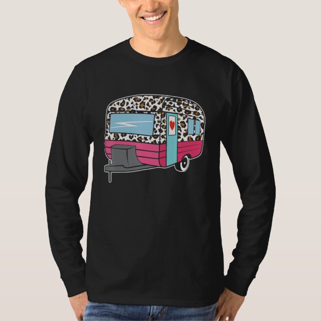 Camper Leopard Cheetah Queen RV Camping Funny 5th  T-Shirt (Front)