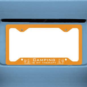 Camper life Funny "Camping is my therapy" License Plate Frame