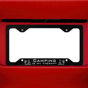 Camper life Funny "Camping is my therapy"  License Plate Frame