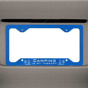 Camper life Funny "Camping is my therapy" License Plate Frame