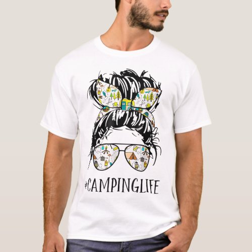 Camper Life Mom Camping Life Humor Skull For Campe T_Shirt