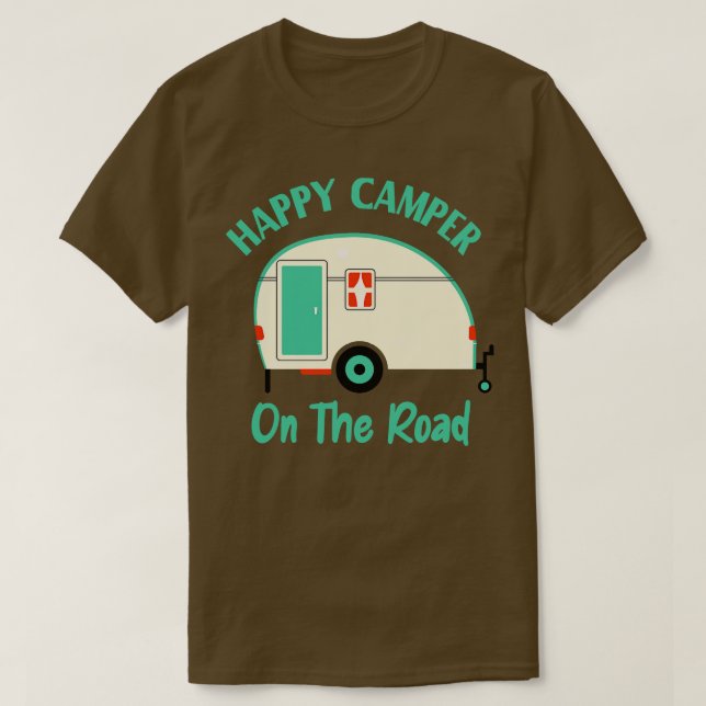 Camper On The Road Funny Camping  T-Shirt (Design Front)