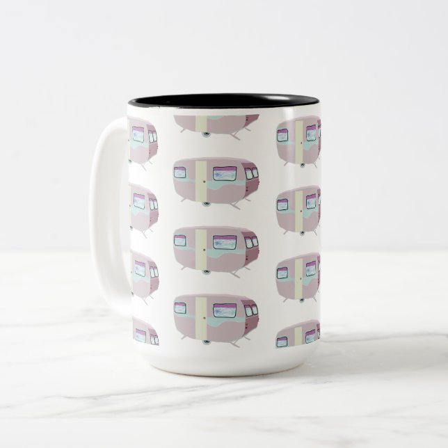 Camper Pattern Two-Tone Coffee Mug (Front Left)