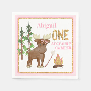 Camper Pink Buffalo 1st Birthday with Moose Napkins