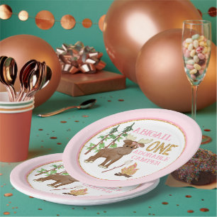 Camper Pink Buffalo 1st Birthday with Moose Paper Plates