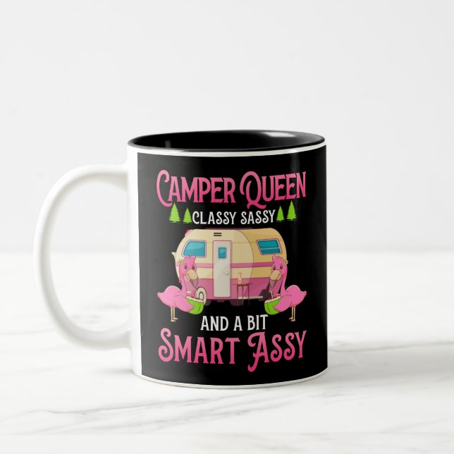 Camper Queen Classy Sassy Smart Funny Women Girls Two-Tone Coffee Mug (Left)