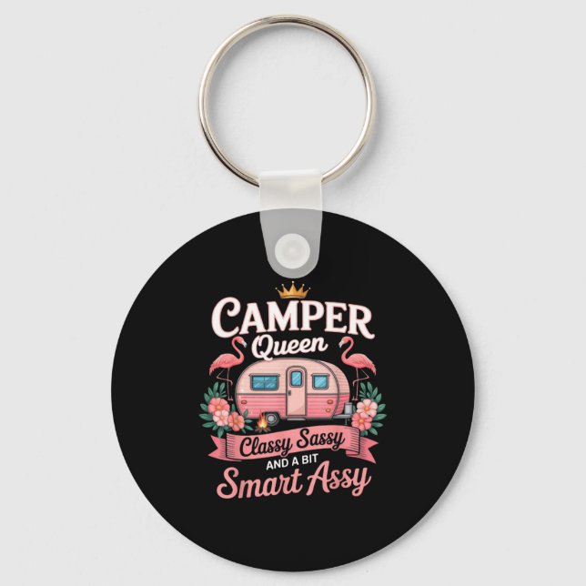 Camper Queen Cly Sy Smart Y Camng Rv Women  Keychain (Front)