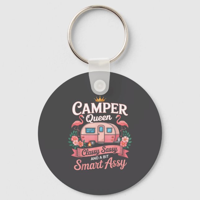 Camper Queen Cly Sy Smart Y Camng Rv Women  Keychain (Front)