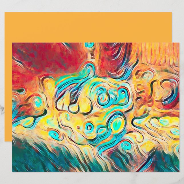 Camper Retro Hippie Colorful Yellow Red Abstract (Front/Back)