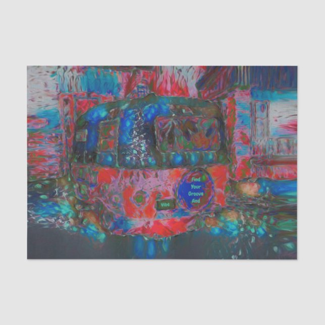 Camper Retro Hippie Find Your Groove And Vibe Tissue Paper (Front)