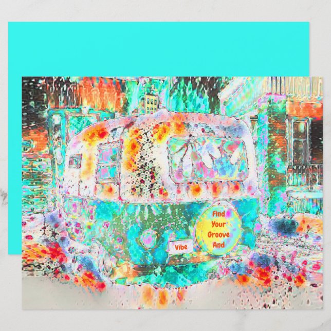 Camper Retro Hippie Green Groove And Vibe Pop Art (Front/Back)