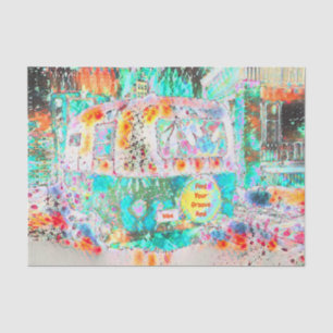 Camper Retro Hippie Green Groove And Vibe Pop Art Tissue Paper