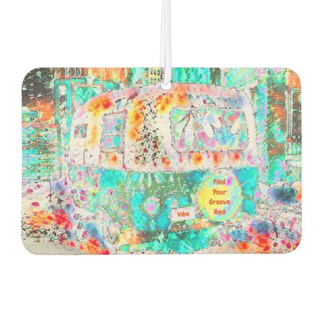 Camper Retro Hippie Groove And Vibe Pop Art Air Freshener (Front)