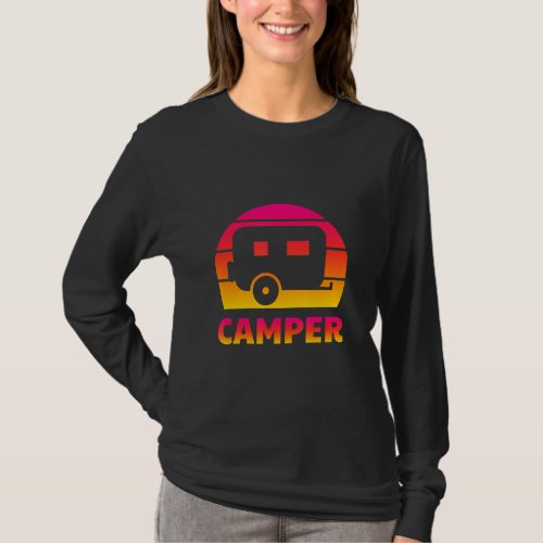 Camper Retro Sun _ Camping Trailer Travel Fun  T_Shirt