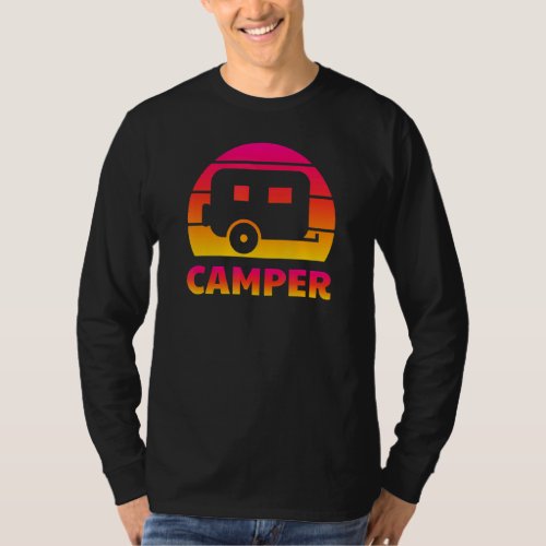 Camper Retro Sun _ Camping Trailer Travel Fun T_Shirt