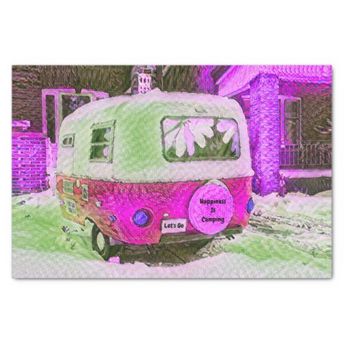 Camper Retro Vintage Hippie Happiness Is Camping Tissue Paper