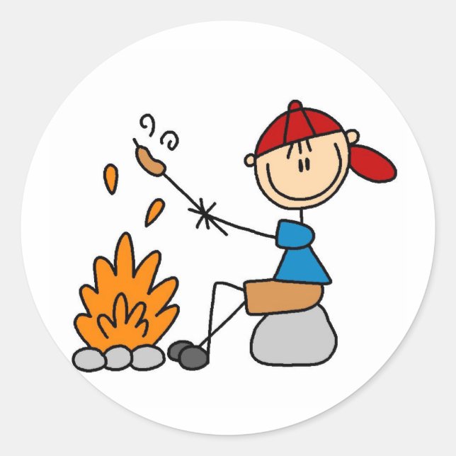 Camper Roasting Hot Dogs Tshirts and Gifts Classic Round Sticker (Front)