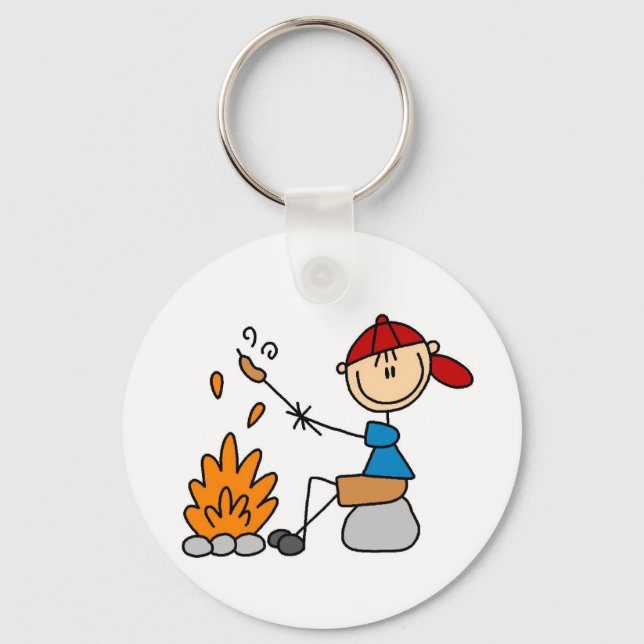 Camper Roasting Hot Dogs Tshirts and Gifts Keychain (Front)